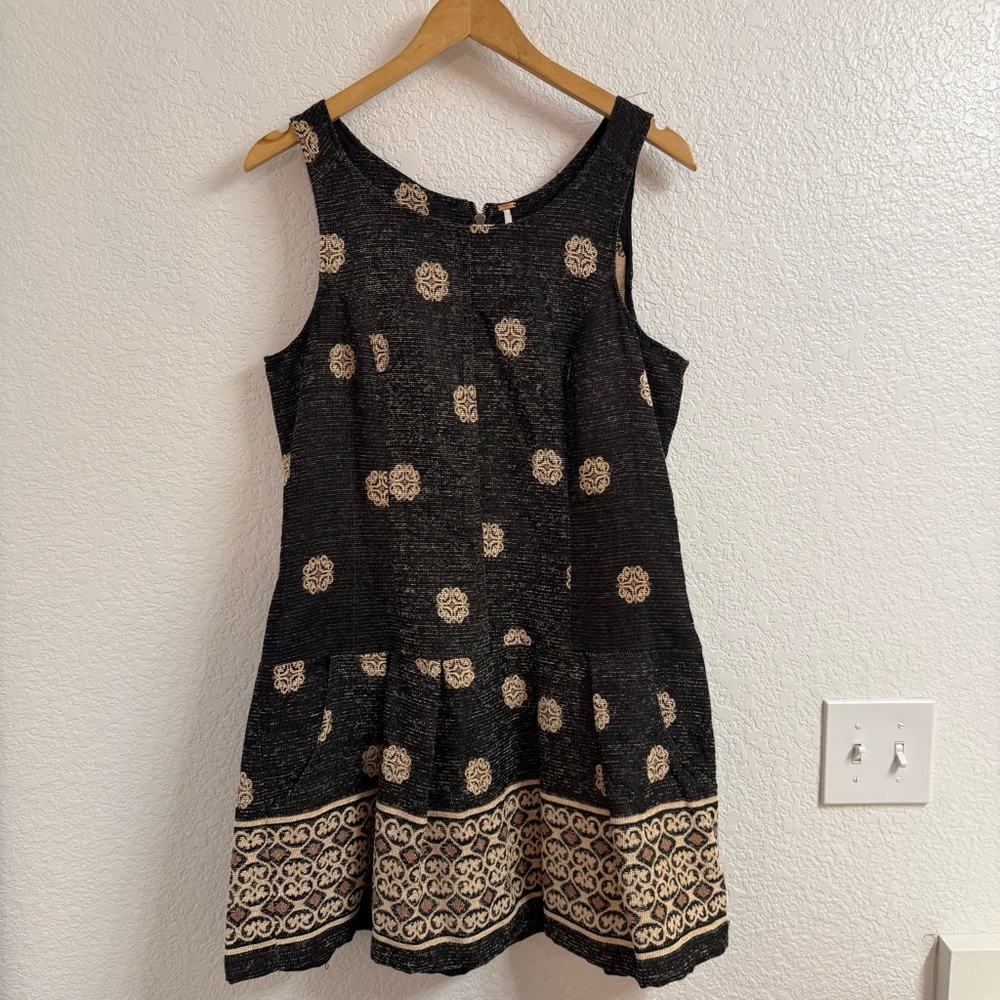 Free People Black and Gold Mini Dress - Picture 2 of 5